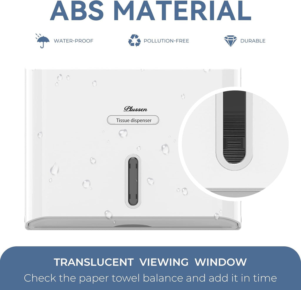 Paper Towel Dispenser Wall Mount, Adhesive No Drilling Multifold Trifold C Fold Commercial Hand