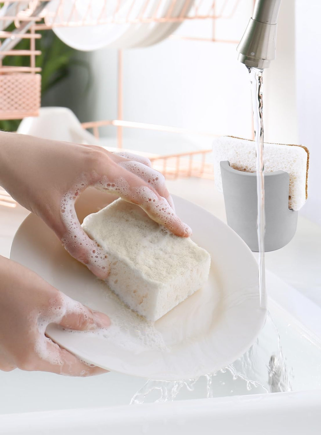 Diatomite Stone Sponge Holder, Quick Dry Dish Sponge Stand for Countertop, Fast Dry Diatomaceous