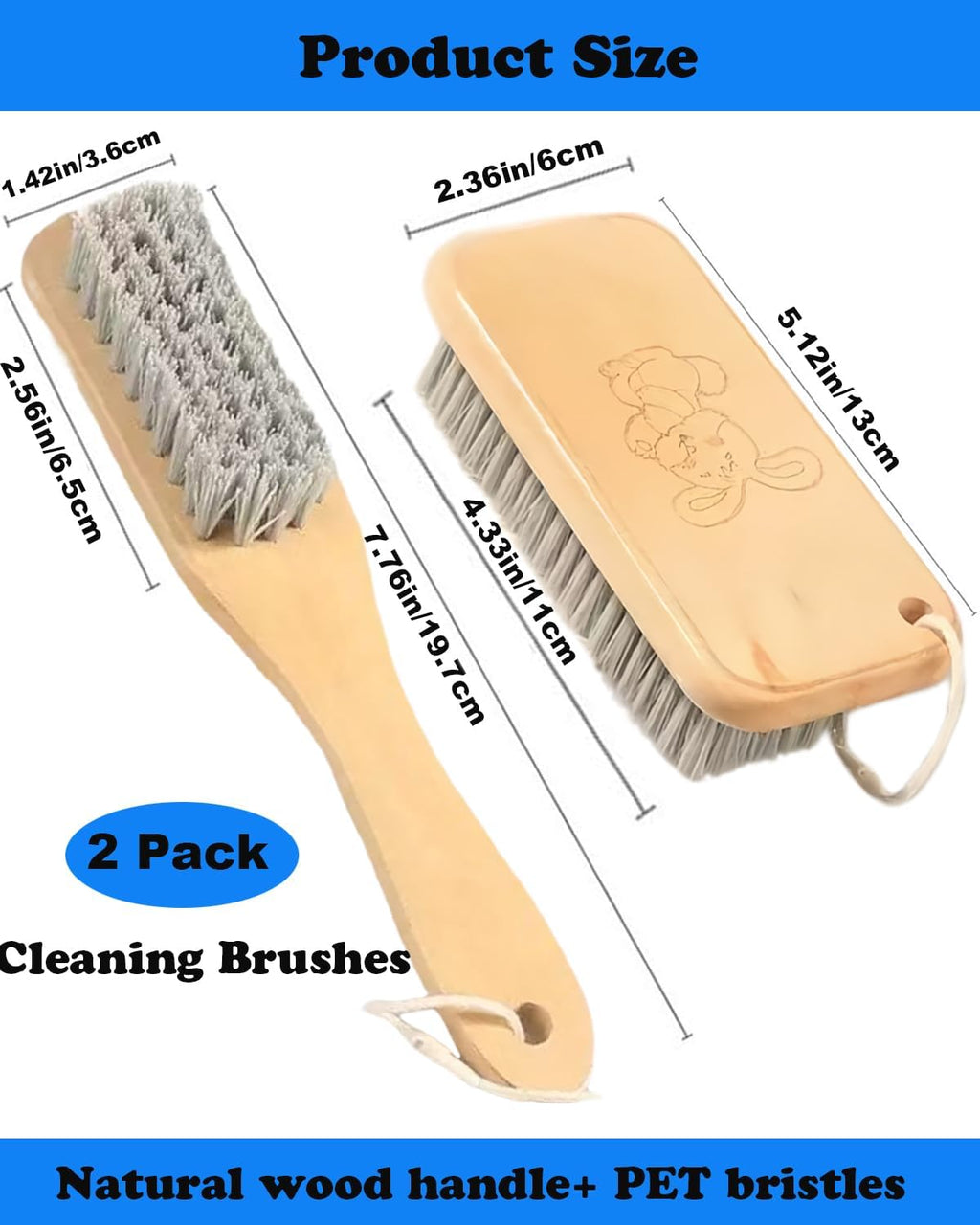 Scrub Cleaning Brush for Stains -Wood Handle Scrubbing Brushes,Cleaning Scrubber Brush for