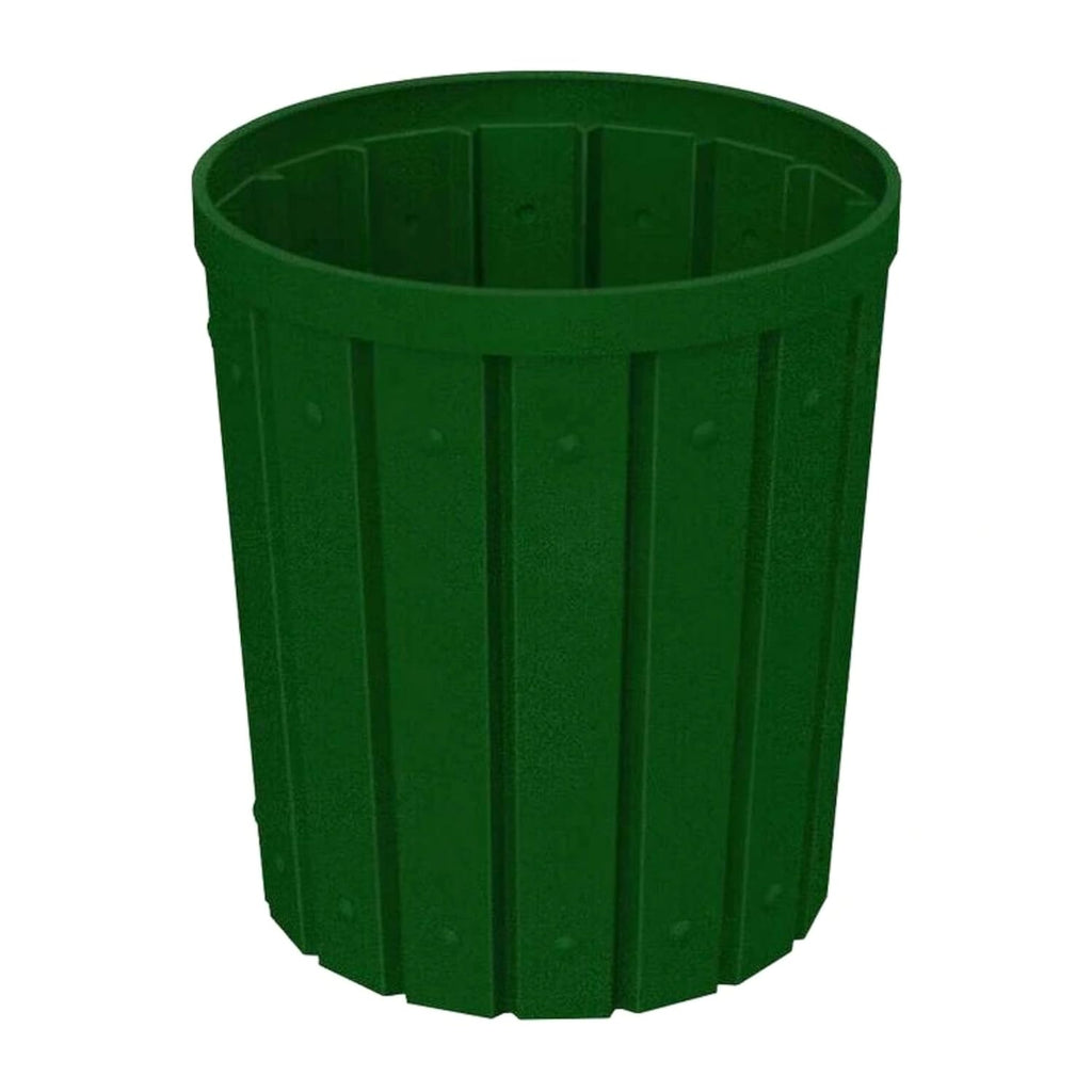 42 Gallon Slatted Circle 100% Recycled Plastic Commercial Outdoor and Indoor Trash Can with Push