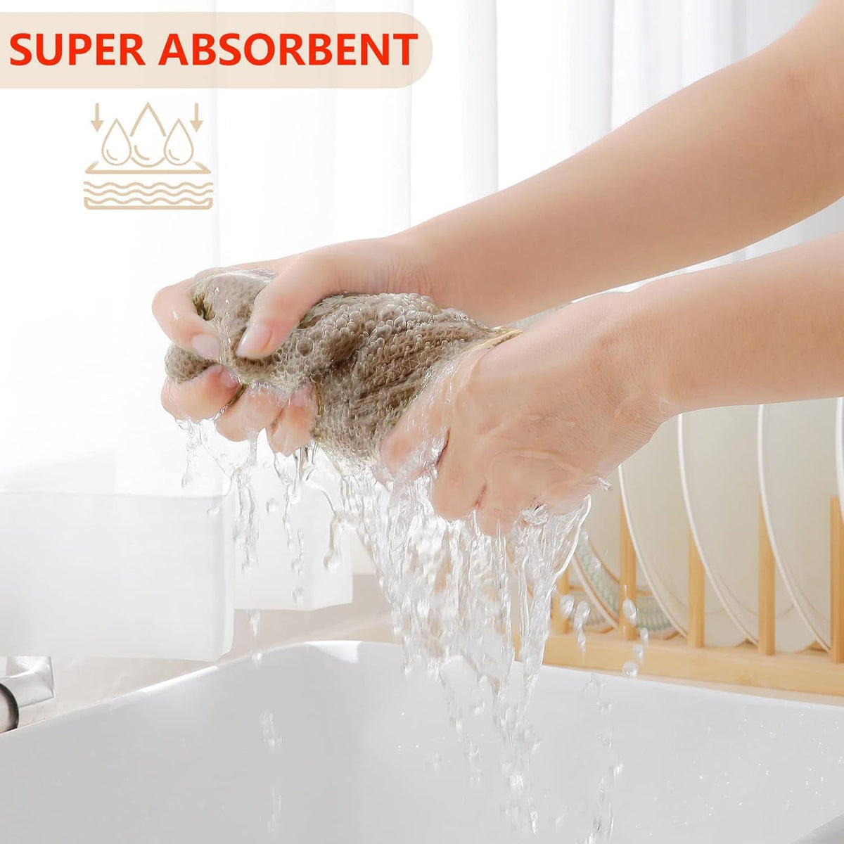 Homaxy 100% Cotton Waffle Weave Kitchen Dish Towels, Ultra Soft Absorbent Quick Drying Cleaning
