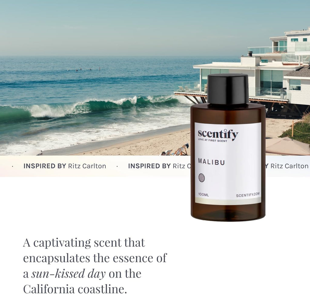 Scentify Malibu Aroma Oil Refill Scent for Oil Diffusers - Lemon, White Tea, Thyme, Cedar, Musk