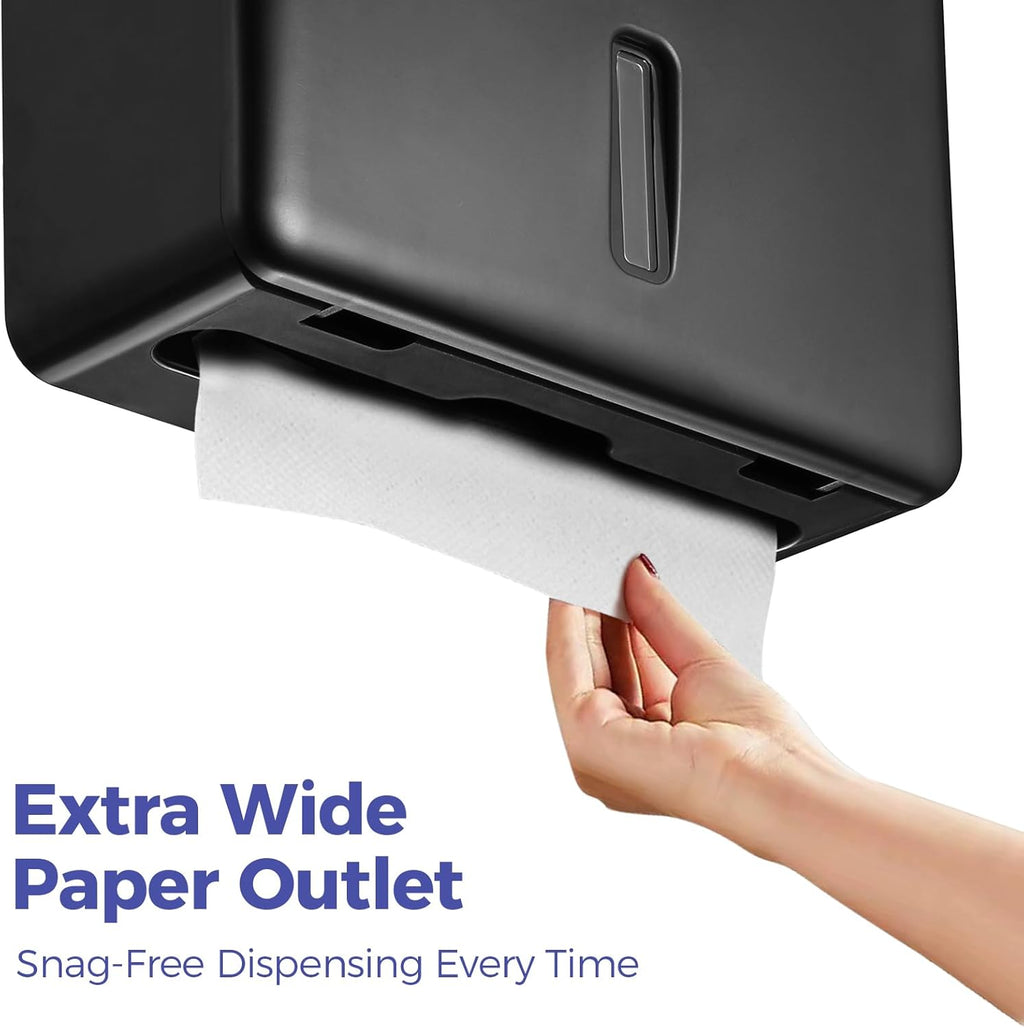 2-Pack Multifold Paper Towel Dispenser Wall Mount (Black) – Large Capacity C-Fold, Trifold, and