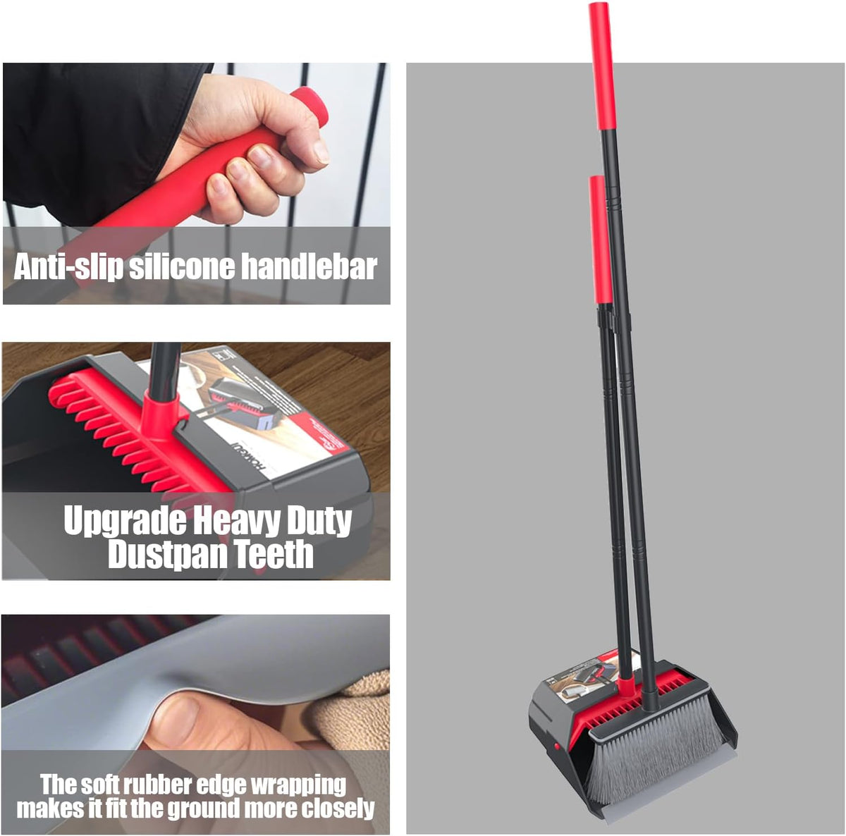 Broom with Dustpan Combo Set, Dust Pans with Long Handle, Brooms with Dustpan, Dust Pan Broom Kit