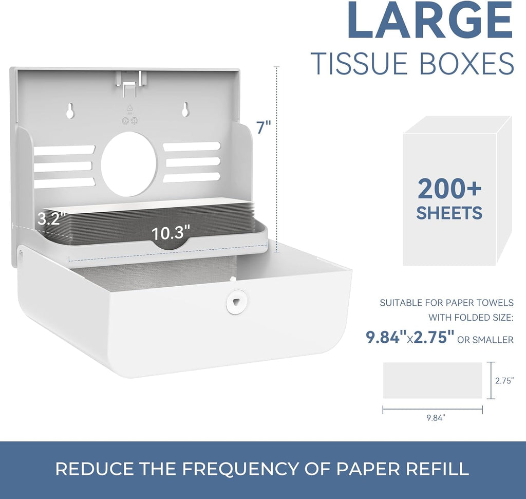 Paper Towel Dispenser Wall Mount, Adhesive No Drilling Multifold Trifold C Fold Commercial Hand
