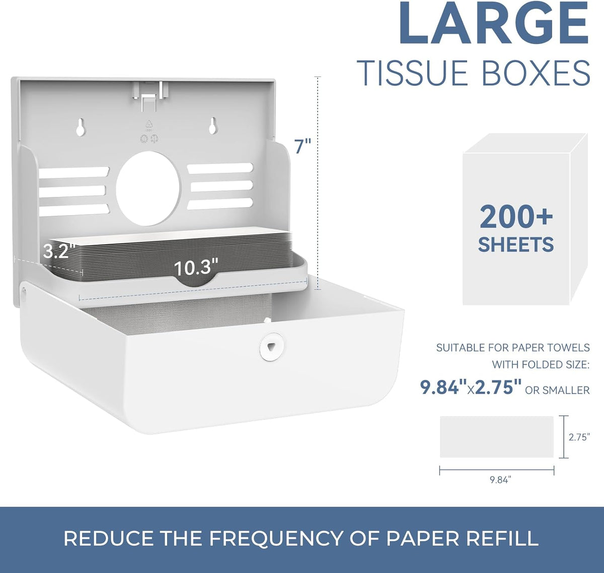 Paper Towel Dispenser Wall Mount, Adhesive No Drilling Multifold Trifold C Fold Commercial Hand