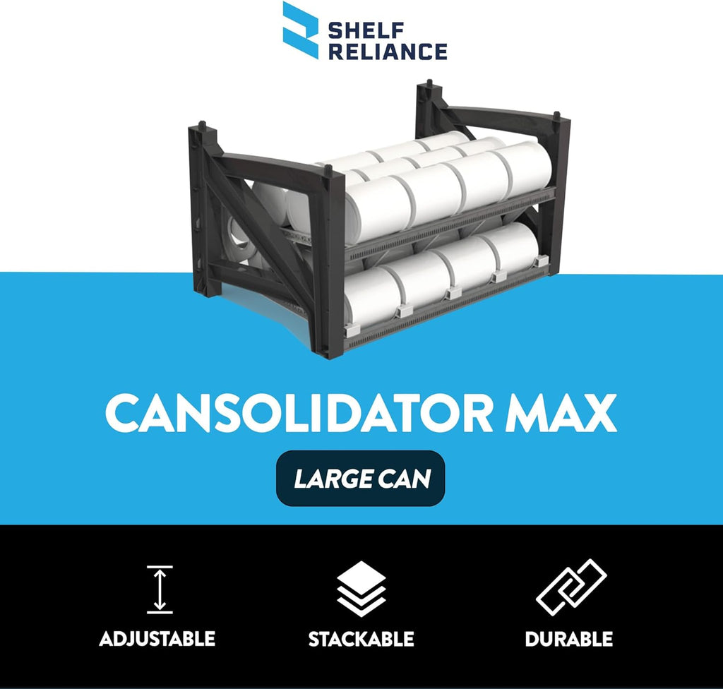 Shelf Reliance Cansolidator Max Small - 1-Pack Can Organizer for Pantry, Stackable Soda Can Storage