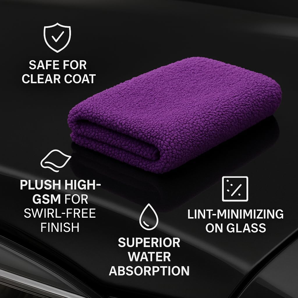 Paks Edgeless Microfiber Towels for Cars - 16x16 Microfiber Cleaning Cloth - 10-Pack Extra