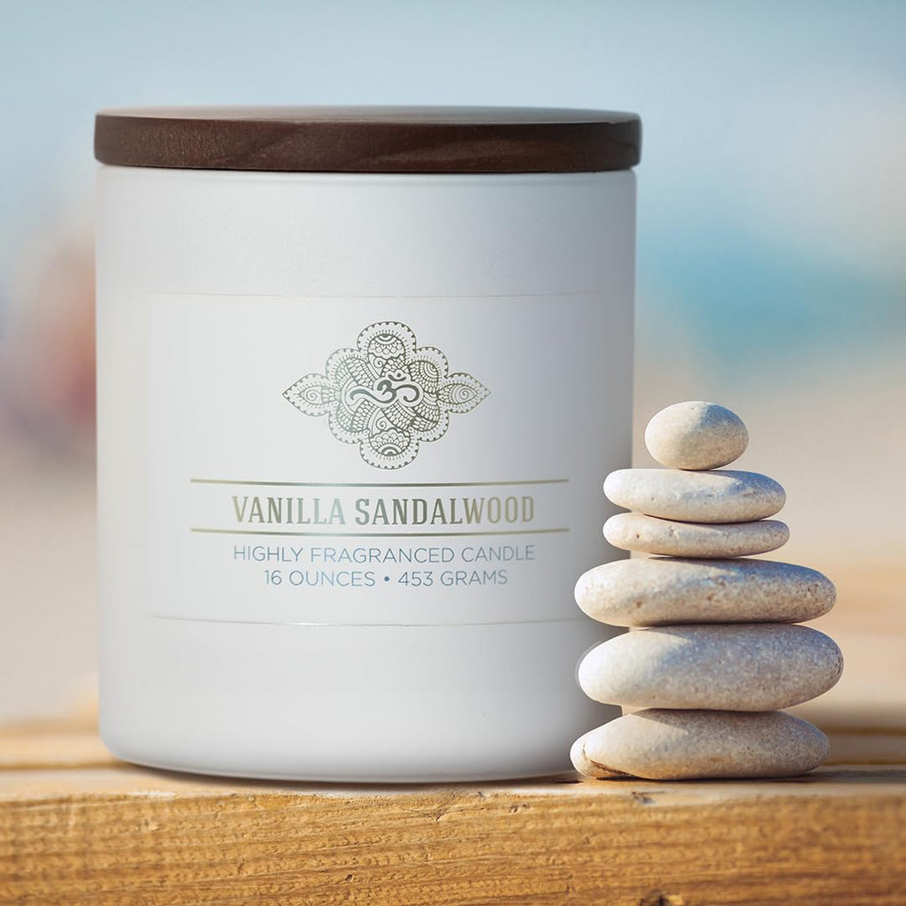 Carolina Vanilla Sandalwood Scented Candle, 16 oz Wellness Relaxing Aromatherapy Candle, 2 Wick