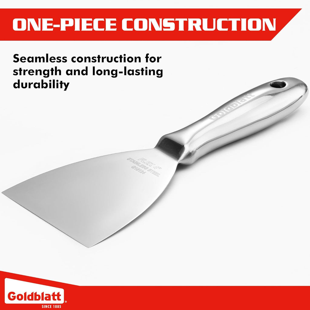 Goldblatt 4" Putty Knife, One-Piece Paint Scraper Tool, All Stainless Steel Joint Knife with
