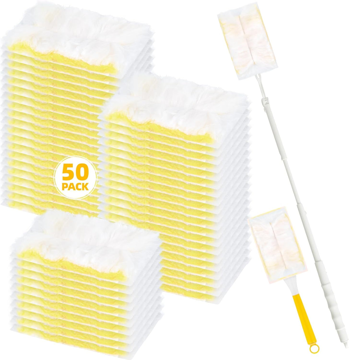 52 Count Disposable Duster Refills for Cleaning, 180° Dusters Refills Compatible with Swiffer