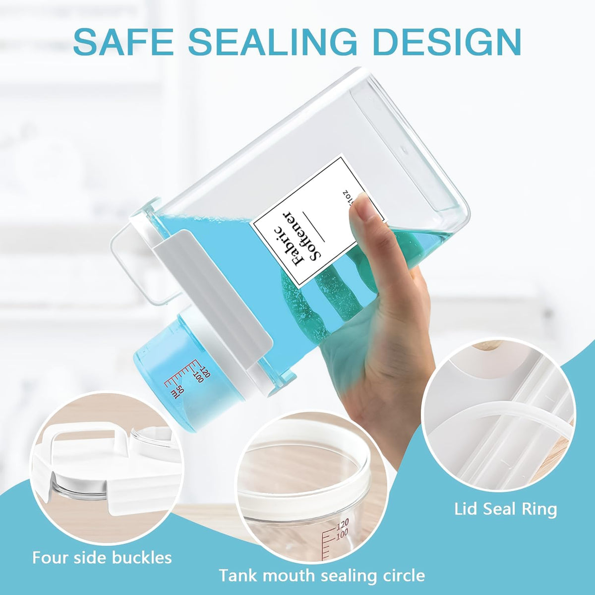 3 Pack Laundry Detergent Dispenser, 61oz Laundry Soap Dispenser, Refluxable Laundry Detergent