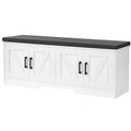 HOMSHO Farmhouse Shoe Storage Bench with 4 Barn Doors & Padded Seat Cushion
