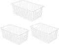 16Lx12Wx6H inch Wider Freezer Organizer Baskets Container, Refrigerator Metal Wire Storage Bins