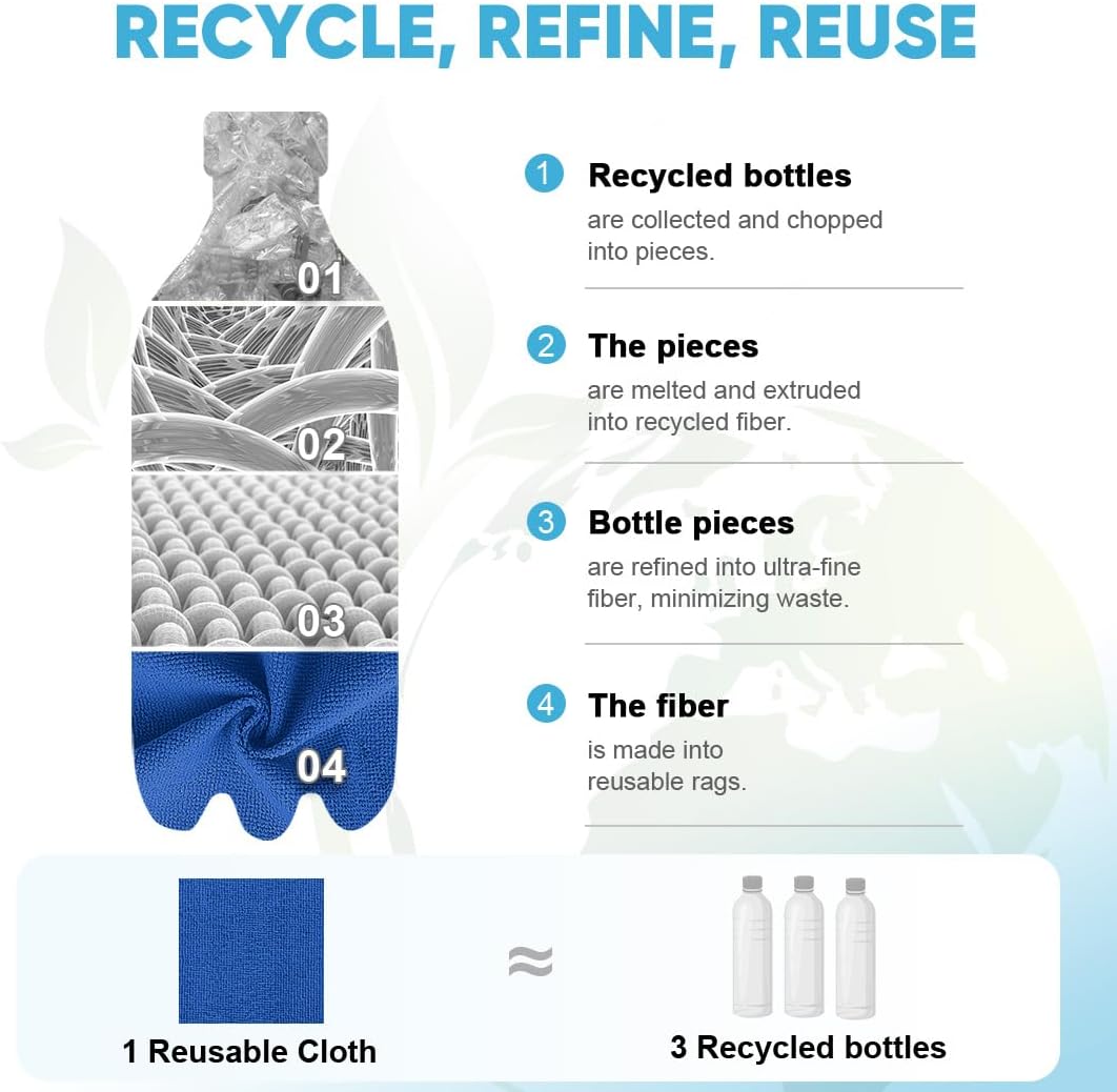 AIDEA Microfiber Cleaning Cloth 165 Sheets 3 Roll, Microfiber Towels for Cars, Shop Rags Washable