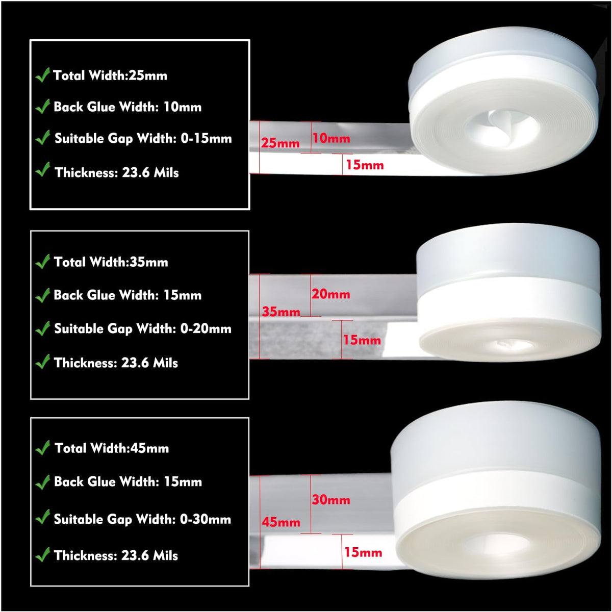 Silicone Weather Stripping Seal Door Tape 16.5 Feet Strip Bottom Draft Insulation Stopper
