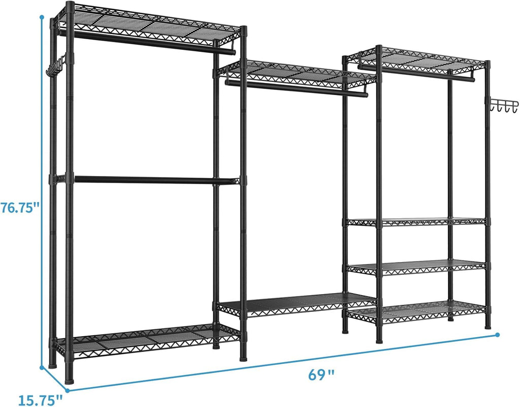 Heavy Duty Garment Rack Large Clothes Rack,Freestanding Closet Portable Clothing Rack with 8