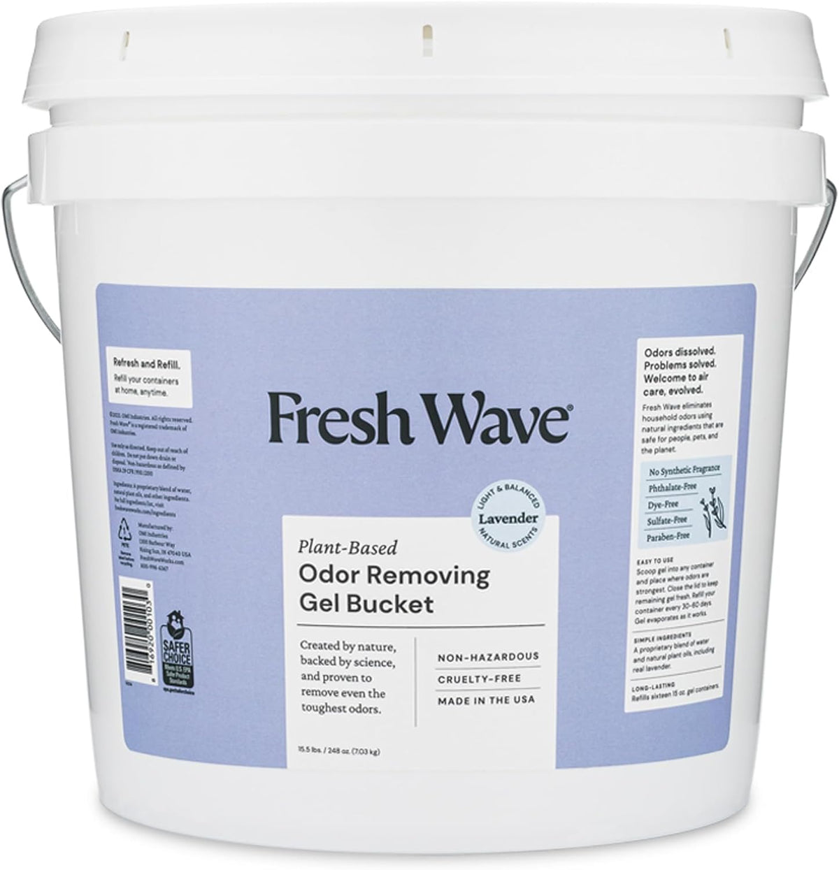 Fresh Wave Odor Removing Gel Bucket, 15.5 lb. (248 oz.) | Lavender Scent Refill | Odor Absorbers