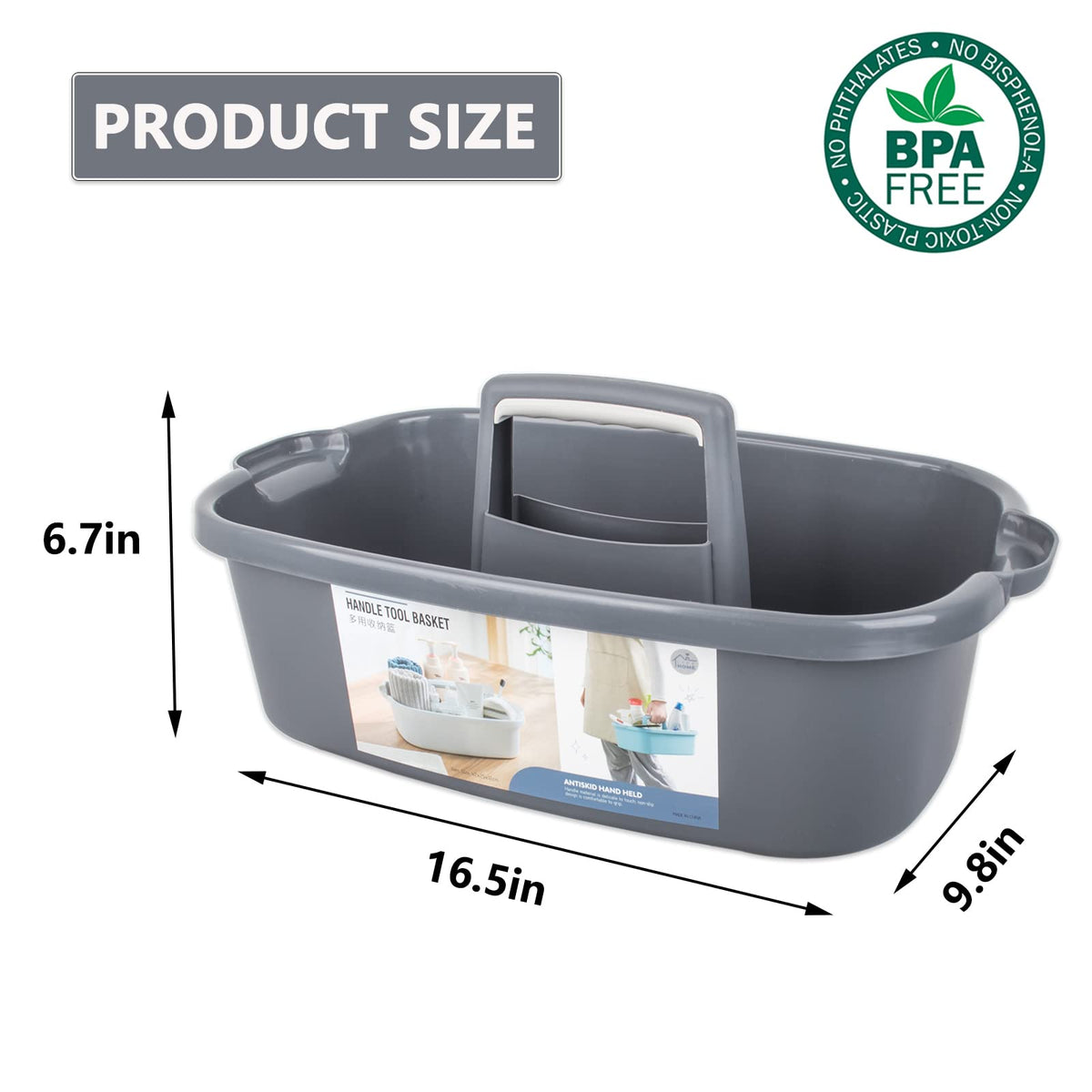 JiatuA Large Cleaning Supplies Caddy Portable Shower Caddy Basket Dark Gray