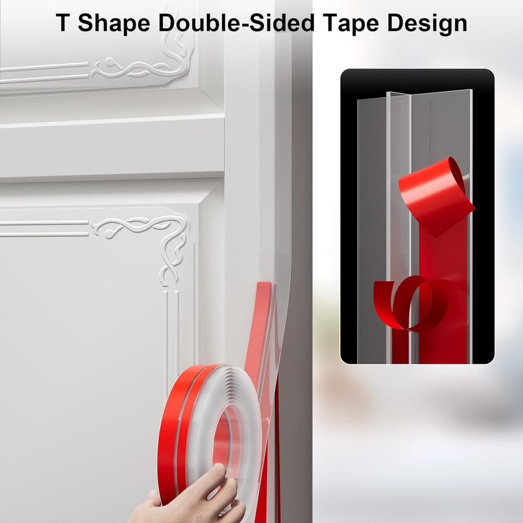 T-Shaped Door Draft Stopper, 1.37 in x 20 Ft Silicone Seal Strip for Windows Gaps, Weather