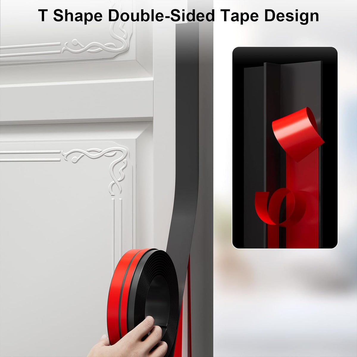 T-Shaped Door Draft Stopper, 1.37 in x 40 Ft Silicone Seal Strip for Windows Gaps, Weather