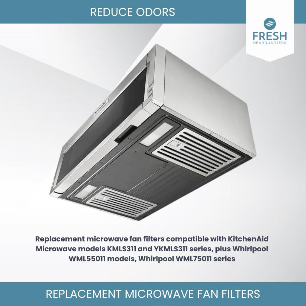 2-Pack Activated Carbon Charcoal Microwave Hood Filters - Pre-Cut 10" x 7.21" Microwave Hood