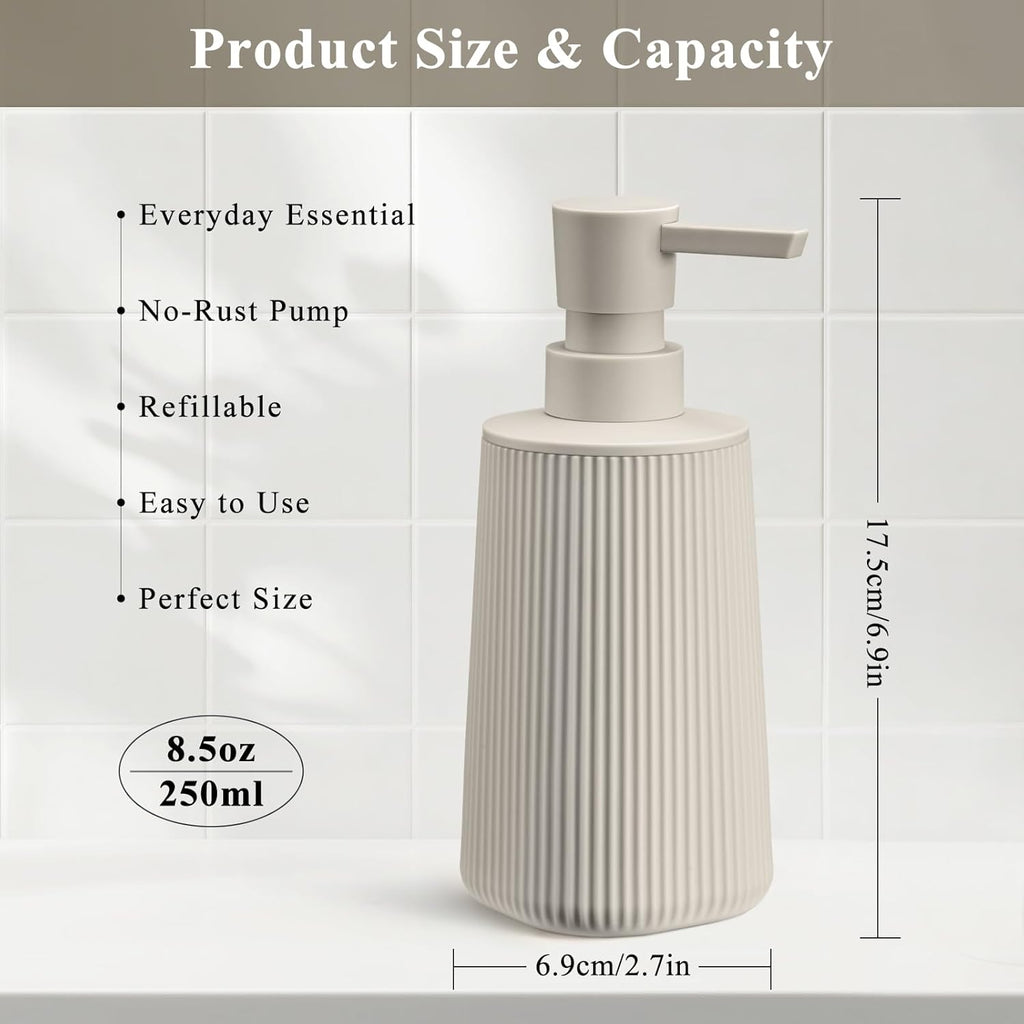Beige 2 Pack Hand Soap Dispensers with No Rust Pump for Bathroom and Kitchen Countertops Refillable
