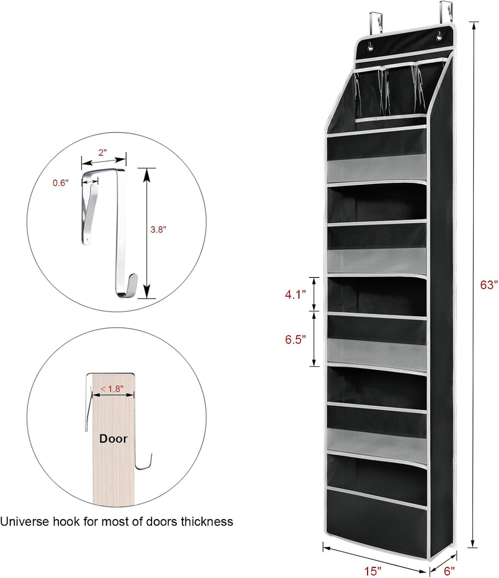 Univivi 6-Shelf Over Door Hanging Organizer Fabric Baby Door Storage with 5 Large Pockets and 3