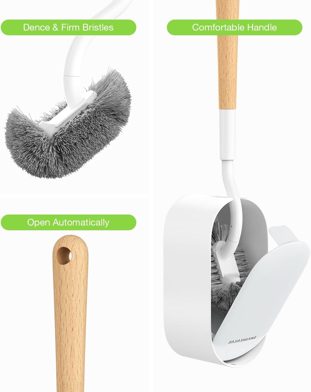 Bamboo Toilet Brush Set, 2 Pack with Ergonomic Design, Compact Size, Durable Bristles, Wooden
