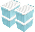 Nazhura 97 Quart Plastic Storage Bin, Blue Stackable and Nestable Storage Boxes with White Lids and