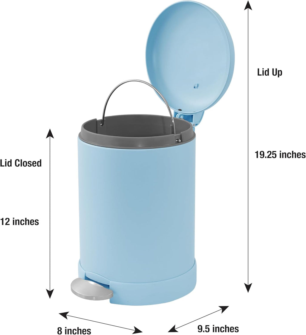 Glad Small Trash Can, 1.2 Gallon | Round Stainless Steel Garbage Bin with Soft Close Lid & Step
