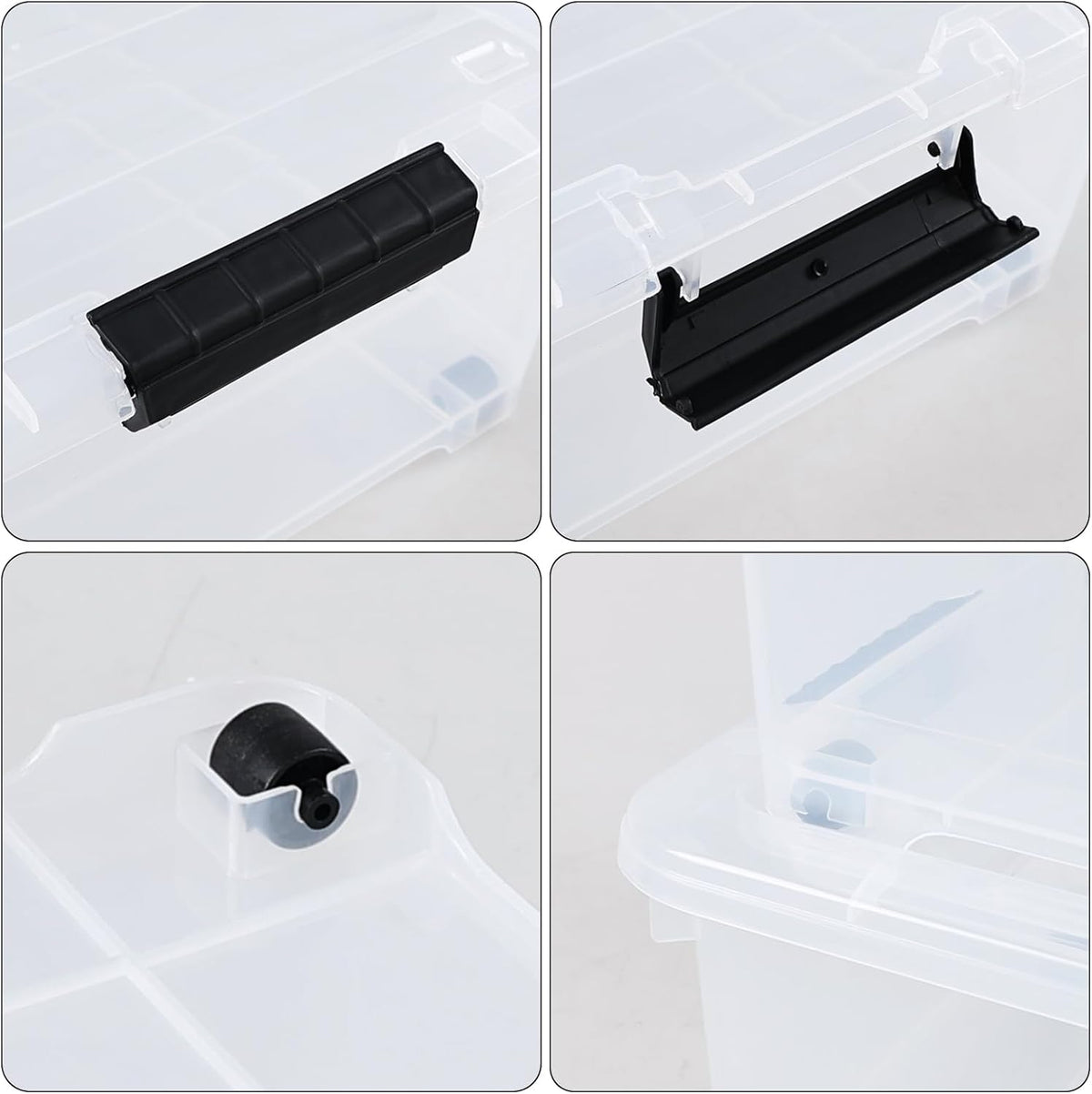 20 Quart Under Bed Plastic Storage Bins, 4-Pack Clear Under Bed Storage Box with Wheels