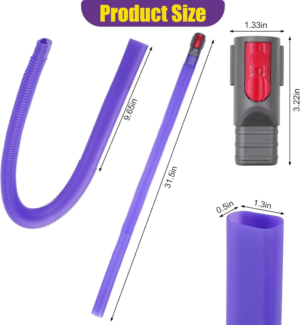 Vacuum Crevice Cleaning Attachment Set, 34" Bendable Hose, Fits Dyson V7 V8 V10 V11 V15 GEN5, Dryer