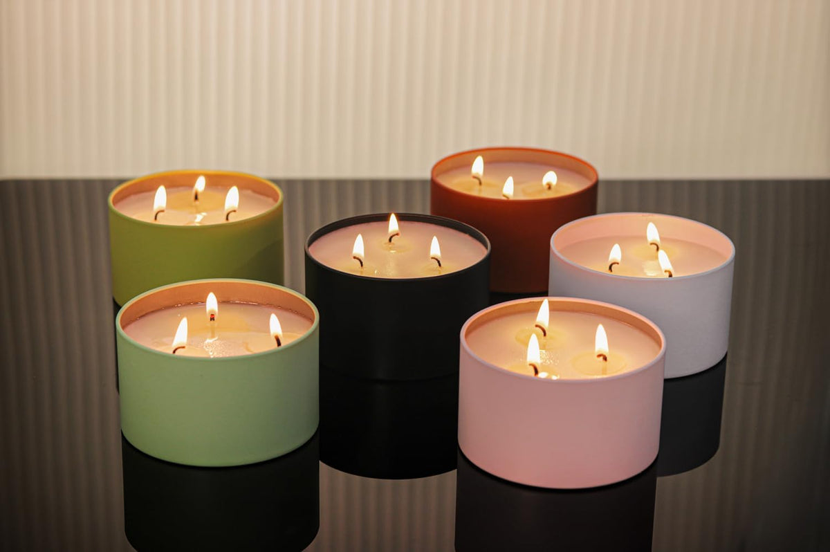 Candle Tins with Lids, 3-Wick Jars 14oz/420ml - 12 Pack Seamless Bulk Containers for Candle Making