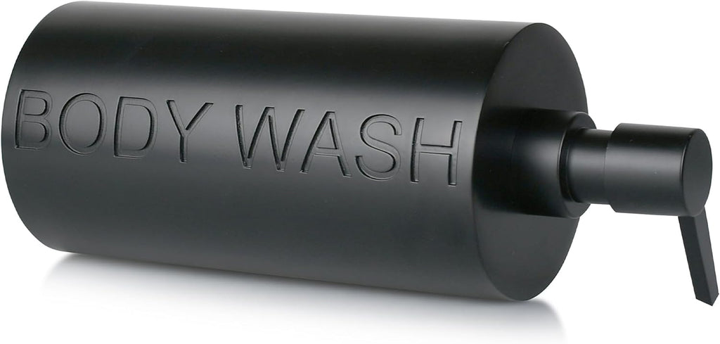 Matte Black Body Wash Dispenser Luxurious Refillable Pump Bottle with Embossed Text, Durable