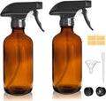 8oz Amber Glass Spray Bottles - 2 Pack Empty Refillable Bottles for Cleaning, Hair Care, Essential