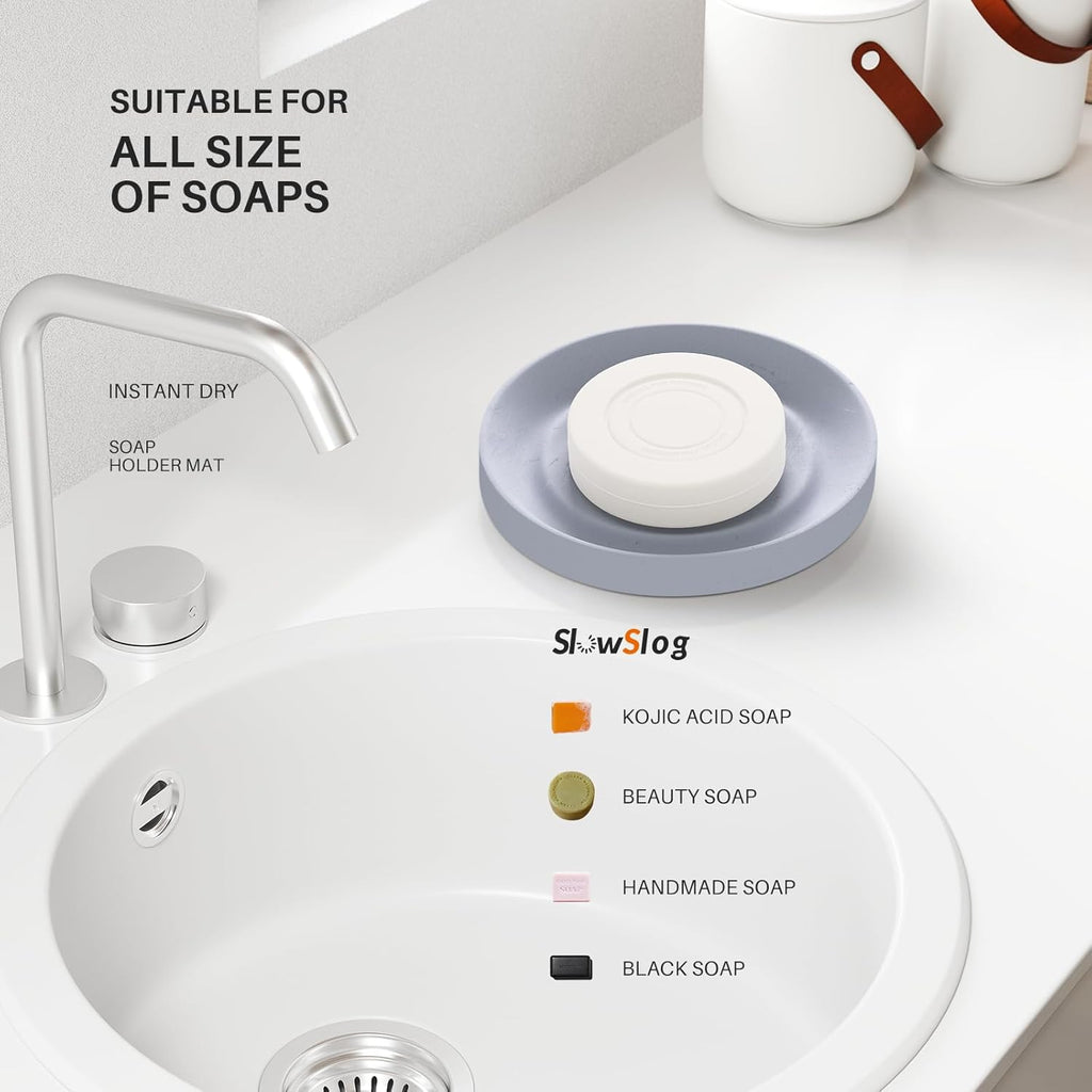 Diatomite Soap Dish Holder, Water Absorbent Stone Soap Dish, Quick Dry Stone Soap Holder