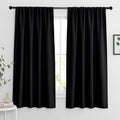 RYB HOME Black Living Room Curtains 63 inch Length, Blackout Energy Efficient Window Covering Heavy