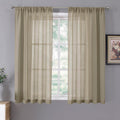 Tollpiz Short Sheer Curtains Living Room Linen Textured Curtain Sheers Light Filtering Voile Rod