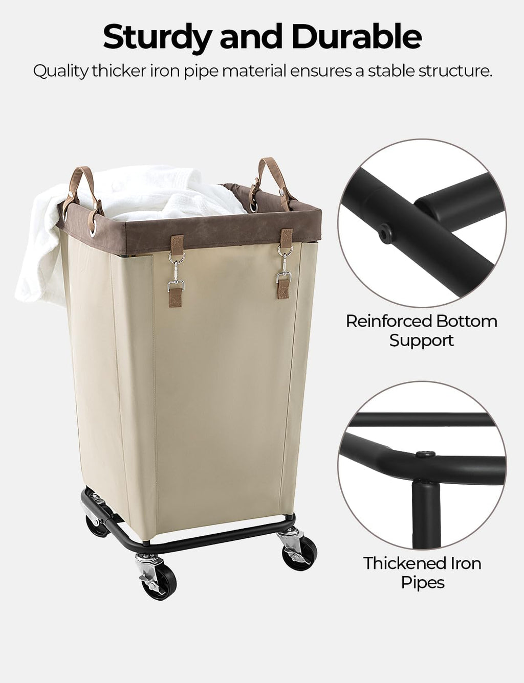 StorageWorks 160L Laundry Basket with Wheels, Large Rolling Hampers for Clothing Organizer, Dirty