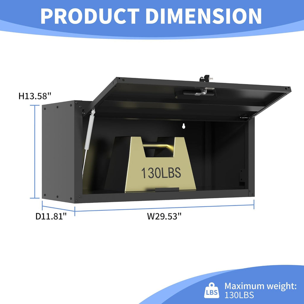 Garage Wall Cabinet with Flip-Up Door, Lockable Metal Storage Cabinet Wall Mounted, Hanging Tool