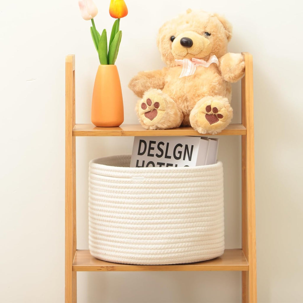 Small Basket for Organizing | Cube Shelf Closet Storage Baskets | 9.7×9.7×7.1” | Woven Rope Gift