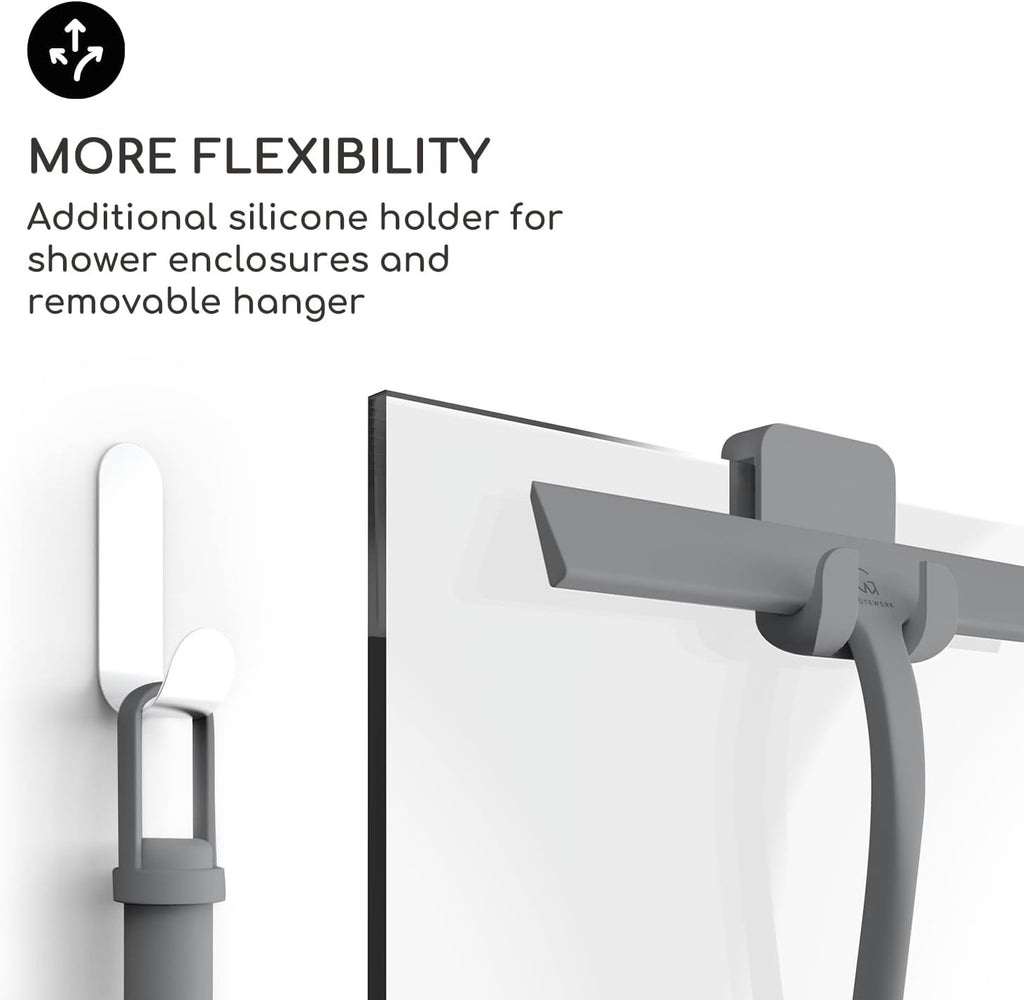 GÜTEWERK Shower Squeegee for Glass Doors, Silicone Window Squeegee, Bathroom and Glass Cleaning