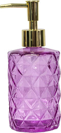 Glass Soap Dispenser with Gold Plastic Pump, 12oz Refillable Liquid Hand Soap Dispenser, Crystal