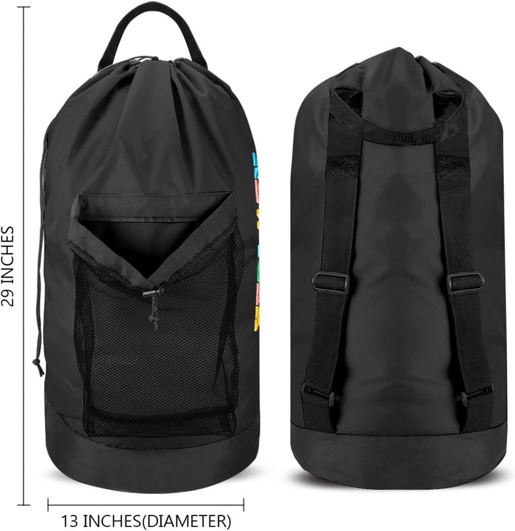 Dalykate Backpack Laundry Bag, Laundry Backpack with Shoulder Straps and Mesh Pocket Nylon Clothes