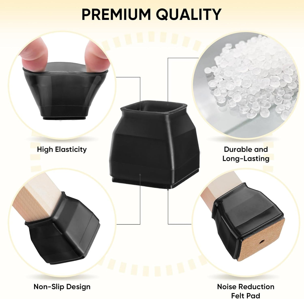 BALEINE 24 Pack Silicone Chair Leg Floor Protectors, Stool Leg Protectors Cap, Non-Slip Chair Leg