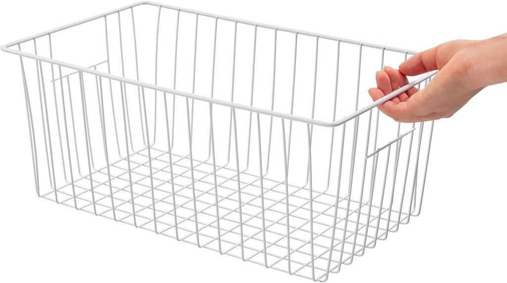 16Lx12Wx6H inch Wider Freezer Organizer Baskets Container, Refrigerator Metal Wire Storage Bins
