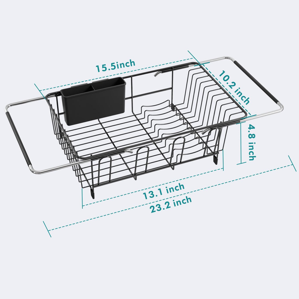 JASIWAY Dish Drying Rack in Sink, Over The Sink Colander Strainer Basket, Stainless Steel Strainer