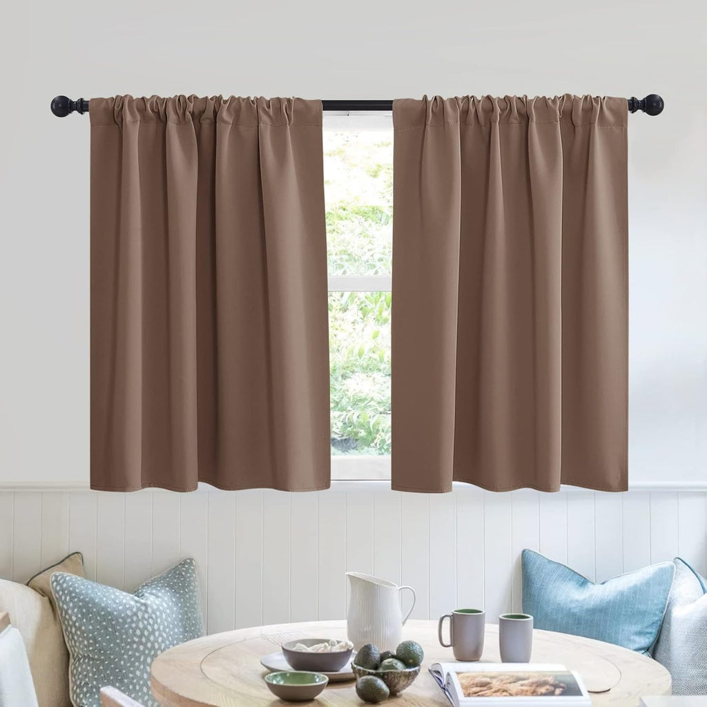 RYB HOME Short Curtains for Small Window, Energy Efficient Window Curtain Panels Room Darkening