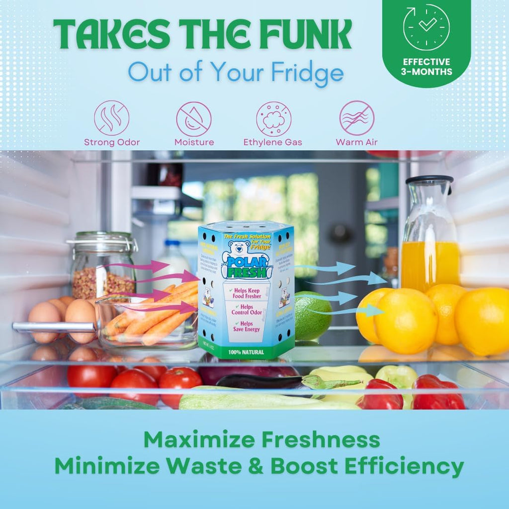All-in-1 Refrigerator Deodorizer & Produce Saver by Polar Fresh 3 Pack – Fridge Odor Eliminator